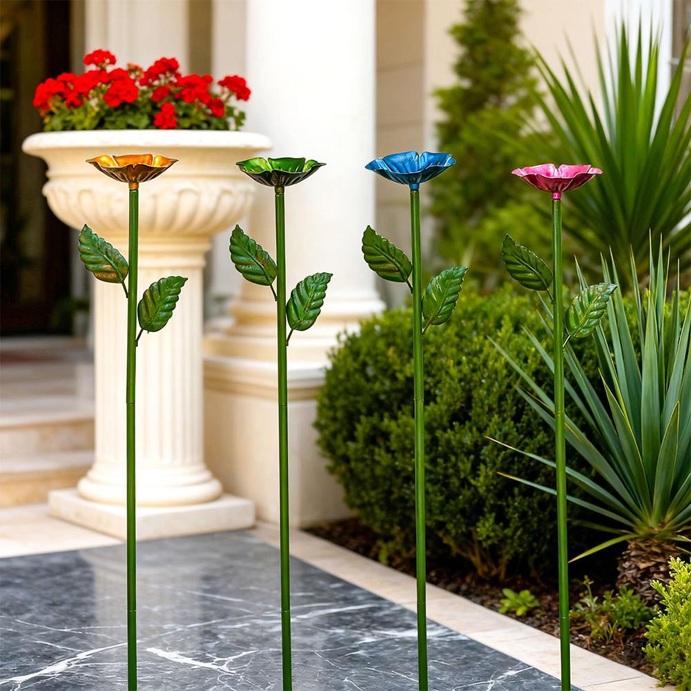 Garden Wrought Iron Flowers Decor Animal Food Cups Multi-color Flower Grass Lawn Layout Bees Animals Metal Water Dispensers
