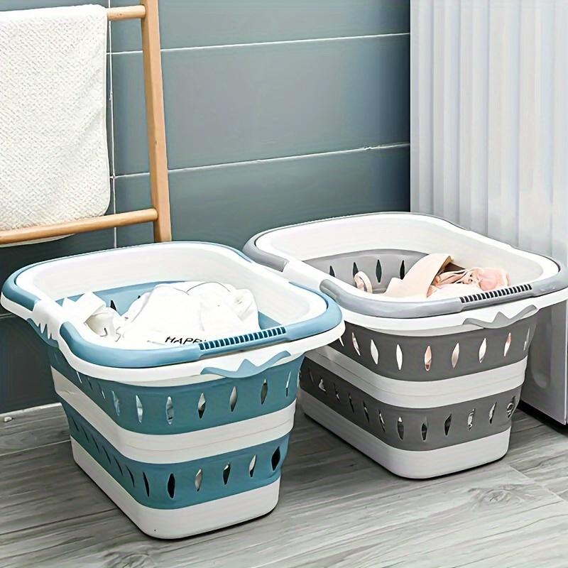 1pc Large Folding Clothes Basket For Household Wall Hanging Clothes Storage Basket Bathroom Laundry Basket Plastic