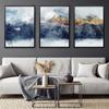 Navy Blue Golden Mountains Abstract Wall Art Canvas Painting Modern Nature Watercolor Artwork Prints Posters Living Room Decor