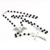 Gothic Punk Cool Rosary Beaded Necklace Ankh Cross Black Beads Bat Necklace
