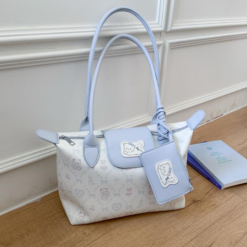 

Сумка большой вместимости женская летняя универсальная новая повседневная на плечо популярная текстура сумка-тоут для поездок на работу синий