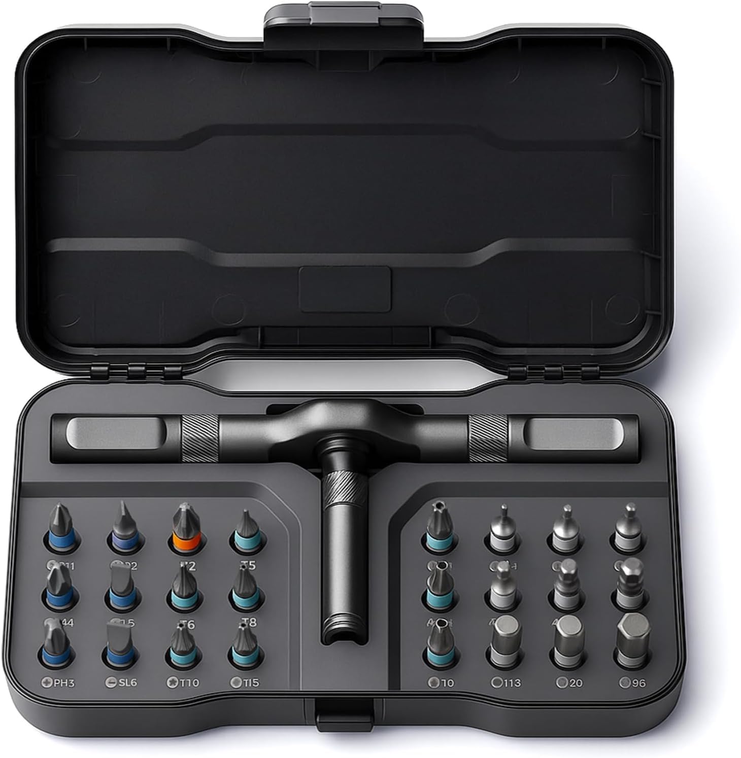 

VMAN Ratchet Screwdriver S2 Magnetic 24 Interchangeable Flathead Phillips for and Bicycle Repair 24-in-1 Set, Steel, Bits, Bits, Screwdriver, чёрный