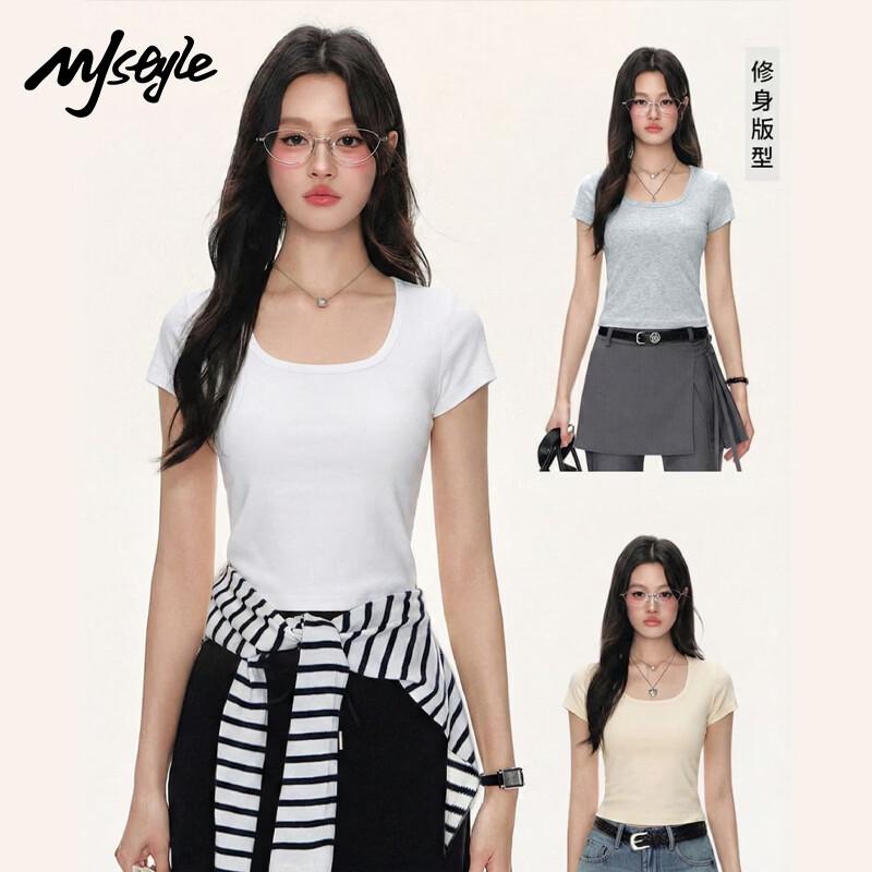 MJ Style Women's Square Neck Short Sleeve T-shirt