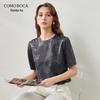 Komomoka Damen Jacquard T-Shirt aus Maulbeerseide