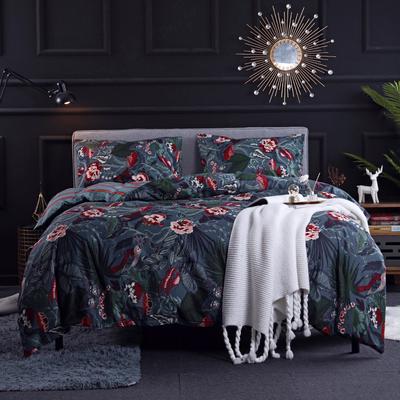 Europa und Amerika Dunkler Blumendruck Bettbezug Set Queen King Size Bettwäsche Set Twin Single Double Bettsets Heim Bettdeckenbezüge