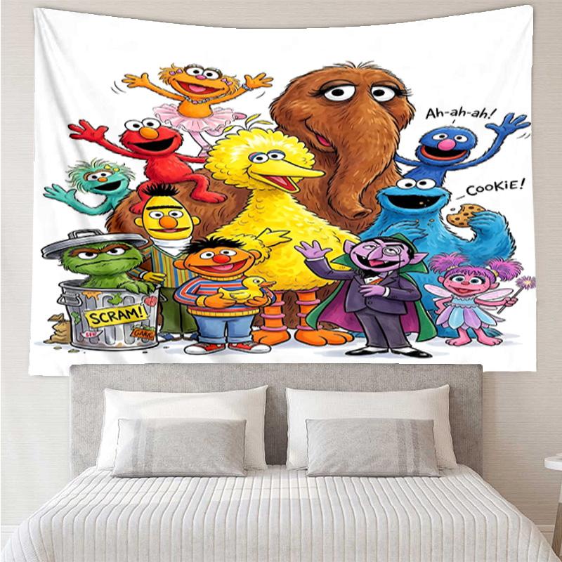 Se-same Characters Tapestry, Unique Design Tapestry, Wall Decor for Bedroom,Livingroom, Playroom,Heartwarming Fan Holiday Gifts