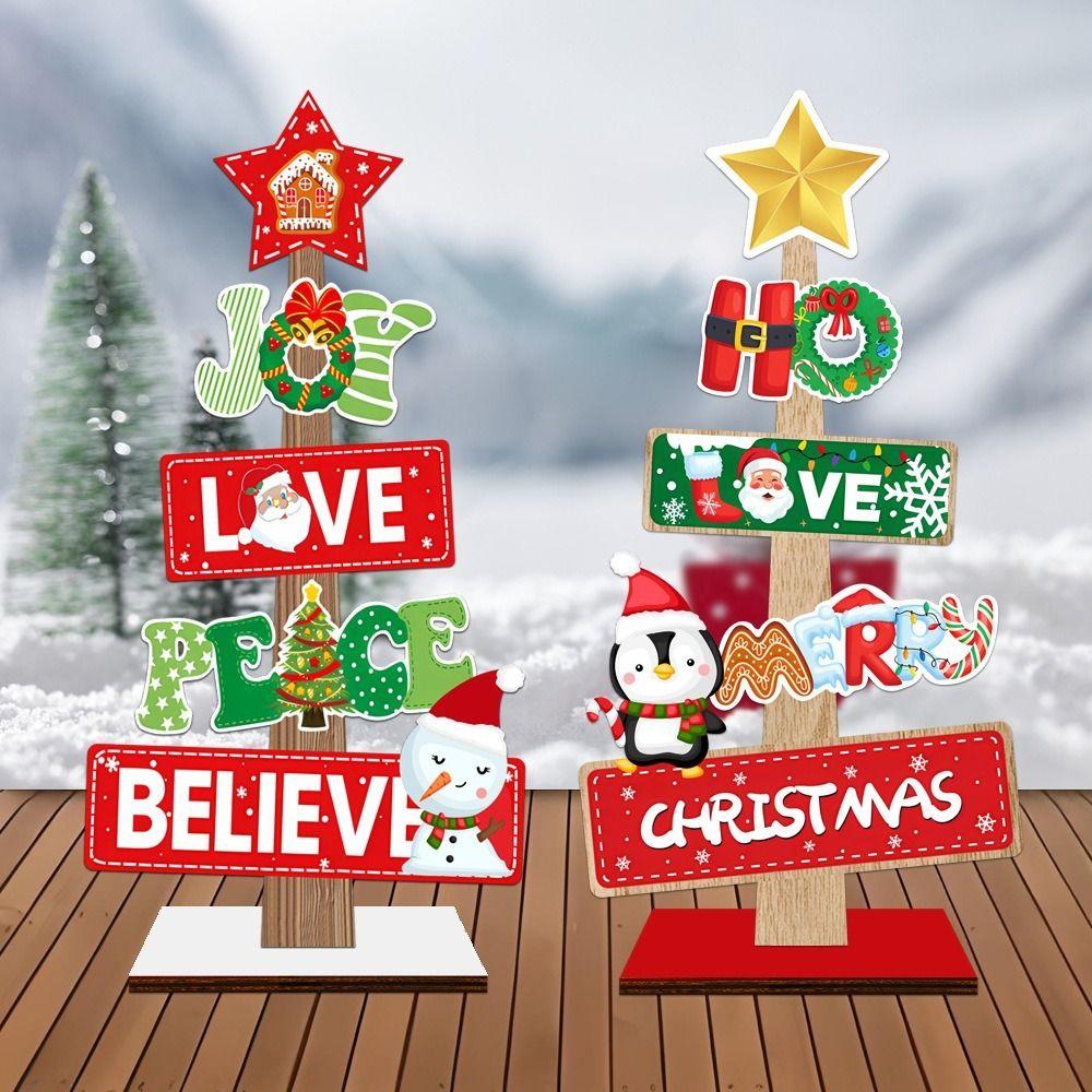 Wooden Material Wooden Xmas Tree Ornaments Welcome Sign Tree-Shaped Snowman Sign Festive Messages Themed Ornaments