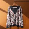 Sweatshirt for Women Cotton Oversize Fake Two Pieces Loose Round Neck Casual Pullover Long Sleeve Top Sweatshirt