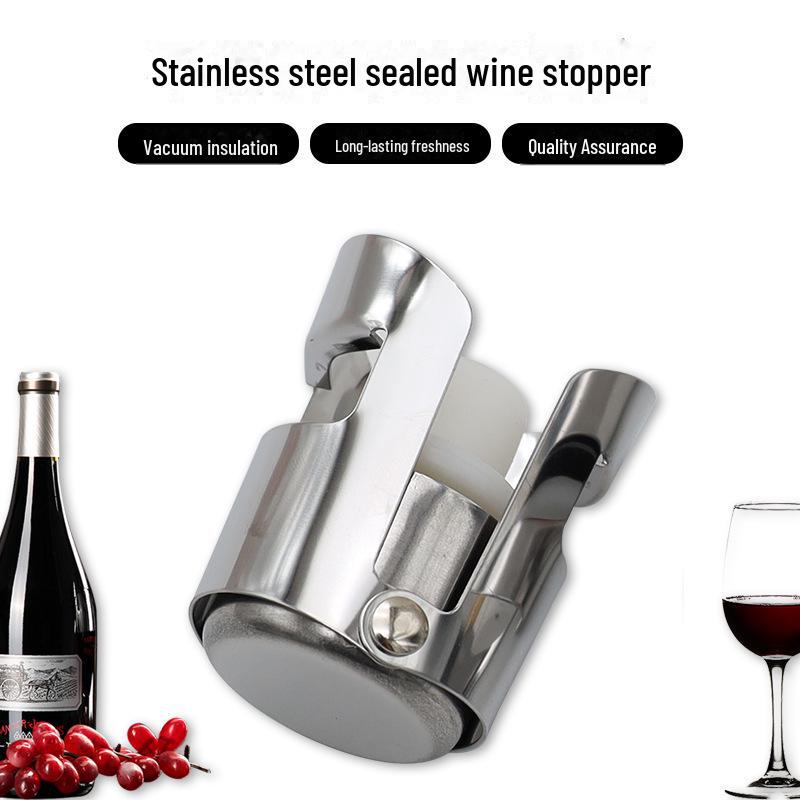 Vacuum-Sealed Stainless Steel Double Buckle Silicone Wine Stopper for Champagne & Sparkling Wine