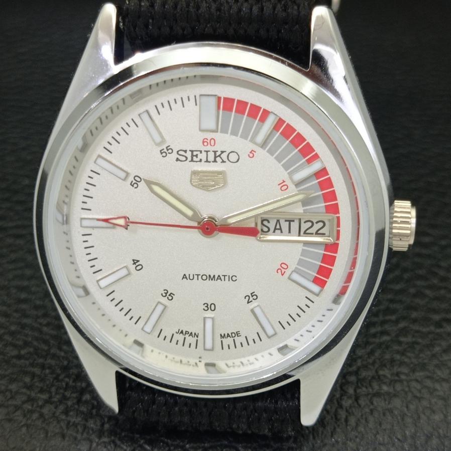 Montre vintage Seiko 5 automatique japonaise pour homme, cadran blanc, modèle D/D, remise à neuf, 528-a277005-12