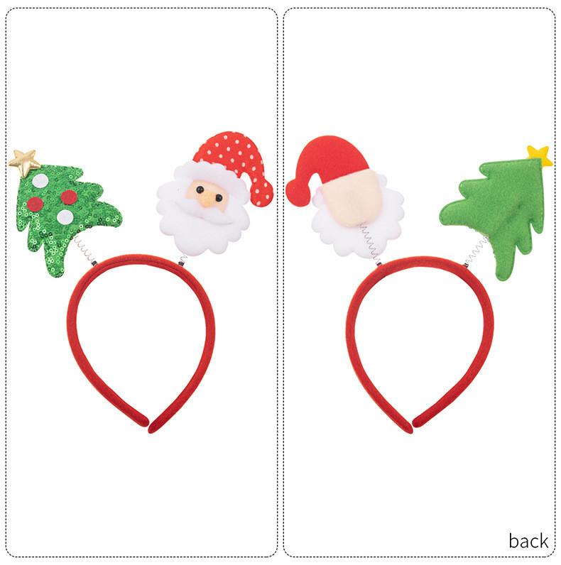 Christmas Themed Cartoon Headband With Santa Claus Elk And Decoration Tree