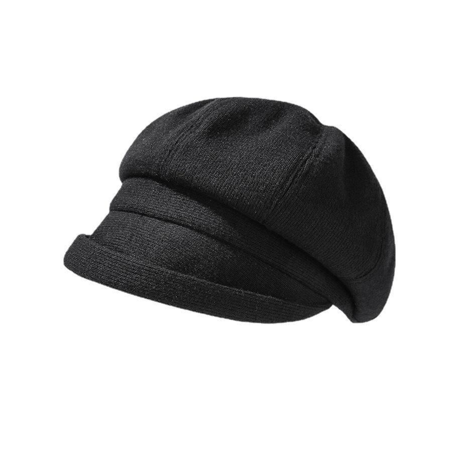 Luxury Chic Casual Solid Color Plush Rabbit Fur Hats for Women Korean Rolled Edge Diamond Logo Ear Protection Knitted Hat