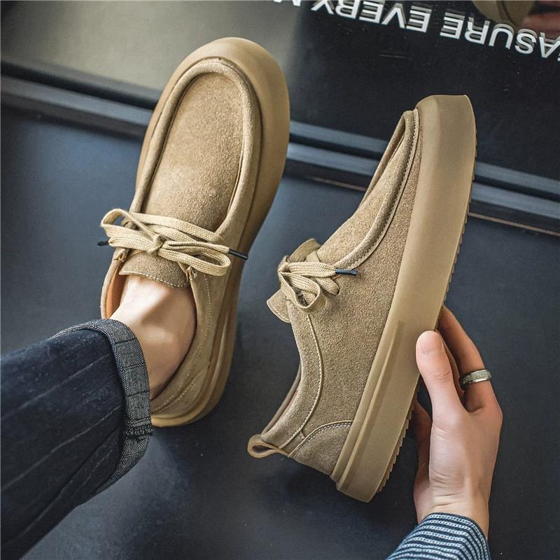 Moda masculina camurça couro genuíno sapatos casuais cadarço homens leves confortáveis dirigindo flats masculinos ao ar livre oxfords sapato