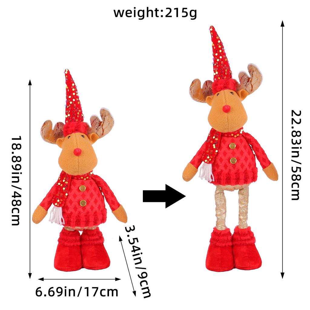 Christmas Snowman Plush Toy With Stretching Design For Holiday Decor And Gift