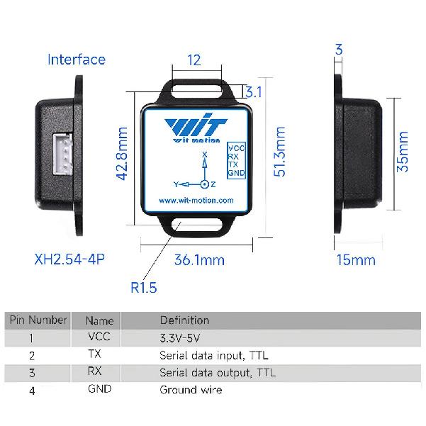 WT901C WT61PC WT61C to RS485/232/TTL 9/6 Axis IMU Sensor Tilt Angle Roll Pitch Yaw+Acceleration+Gyroscope+Magnetometer MPU9250