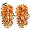 Water-free Flower Decor Artificial Flowers for Outdoor, Fake Hanging Morning Glory with Eucalyptus Leaves, UV No Maintenance Resistant Faux
