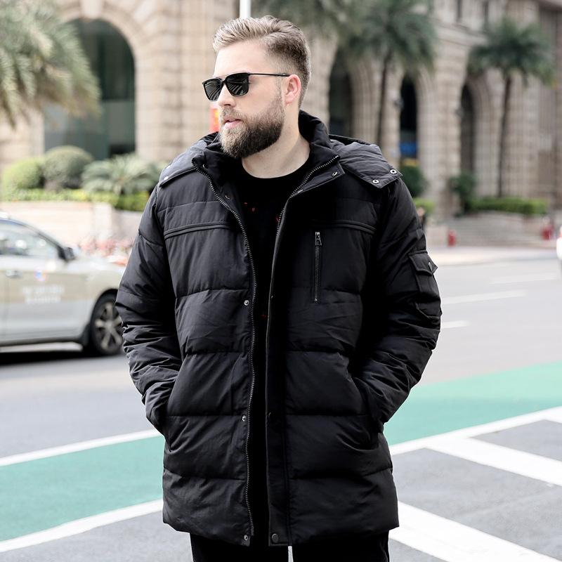 Pánská střední až dlouhá bunda středního a staršího věku Nová nadměrná bunda s nadváhou a se zvětšeným stojatým límcem