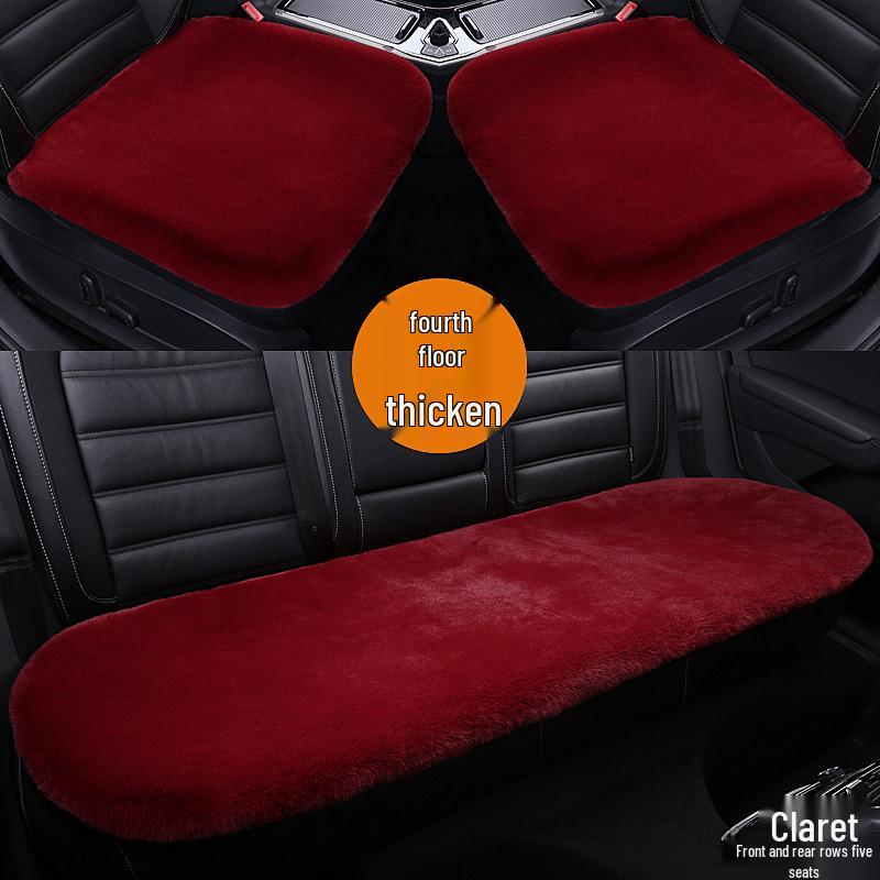 Universal Plush Car Seat Cushion Set - Faux Rabbit Fur, Short Hair, Winter Comfort for Rear Seats