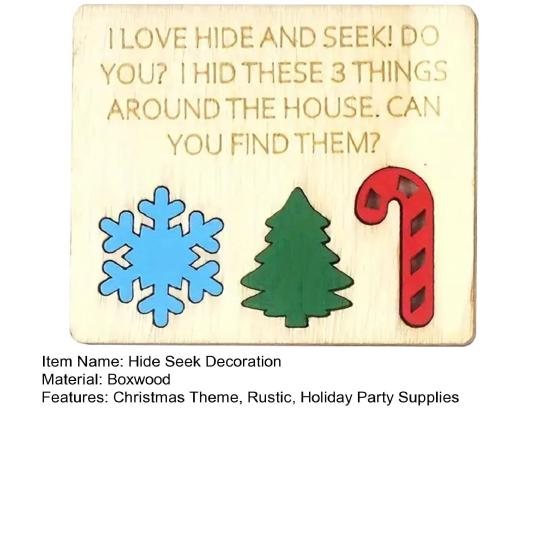 Yousheng Christmas Hide And Seek Game Rustic Wooden Hide Seek Board Decoration Family Game Holiday Party Candy Cane Tree Snowflake Puzzle Ornament