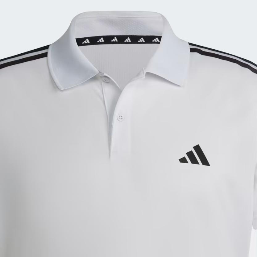 Adidas Striped Print Training Polo Shirt Men Tops White IB8109