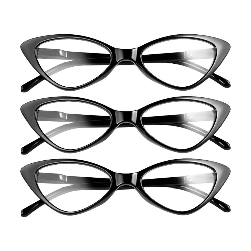3PCS Women Cat Eye Reading Glasses Anti Blue Light Magnifying Computer Glasses Clear Lens Black Leopard Frame Plus Reading Glass