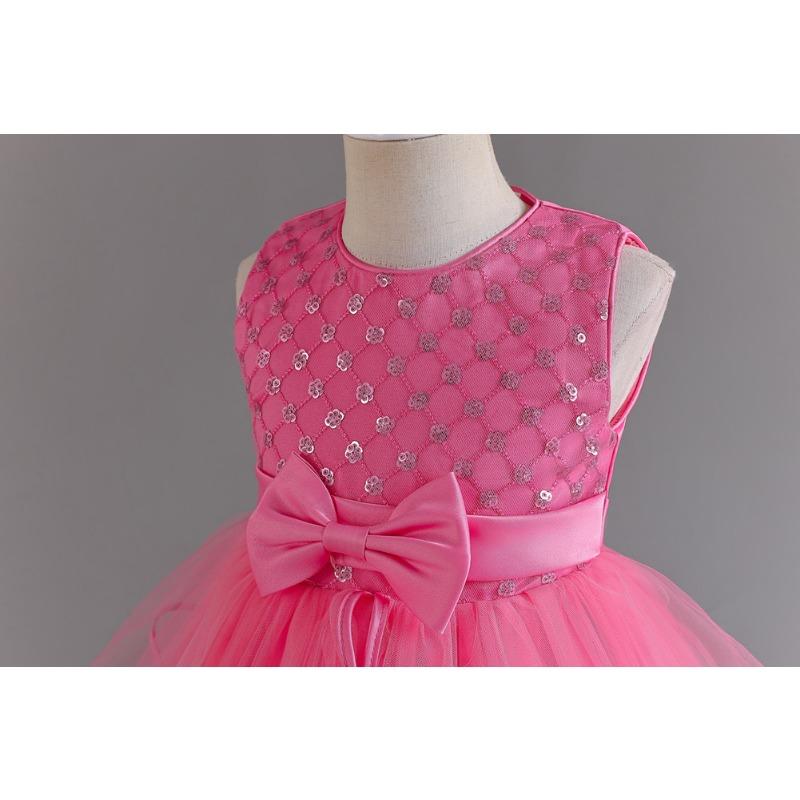 Girls Tulle Puff Dress Princess Party Gown Flower Girl Wedding Performance Dress