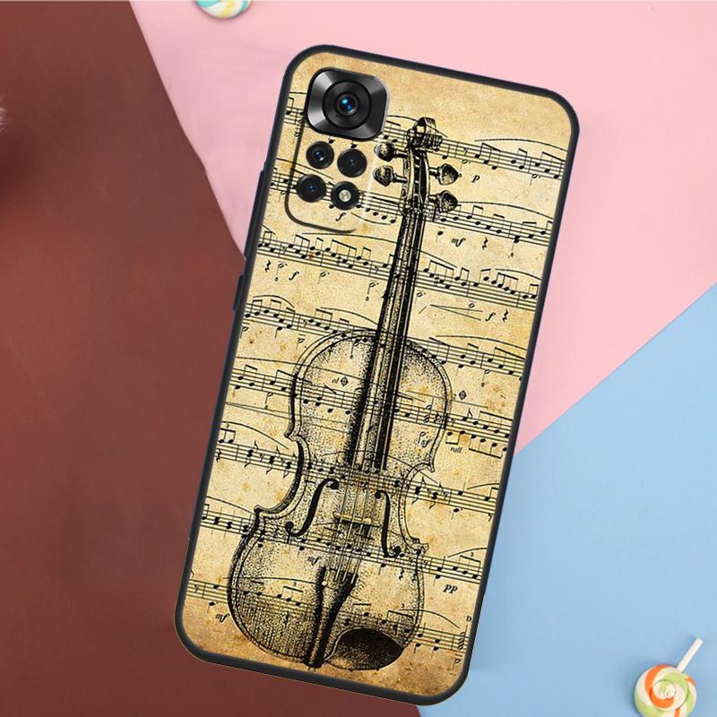 Cool Music Violin Cover For Xiaomi Redmi Note 13 Pro 14 12 11 9 10 9S 10S 11S 12S Redmi 10C 12C 13C 14C Case
