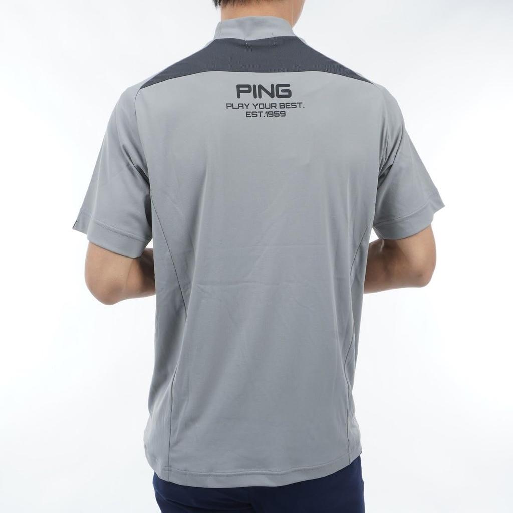 PING Apparel Men's Short Sleeve High Neck Shirt (Sarai Tech: Lightweight and Quick-Drying) / Golf / 621-4167311 020_Gray, Size 3L