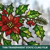 Translucent Glass Decoration 2Pcs Christmas Static Window Clings Corner Wreath No‑Glue Decals with Holly Festive Home Decor Xmas Balls Bow