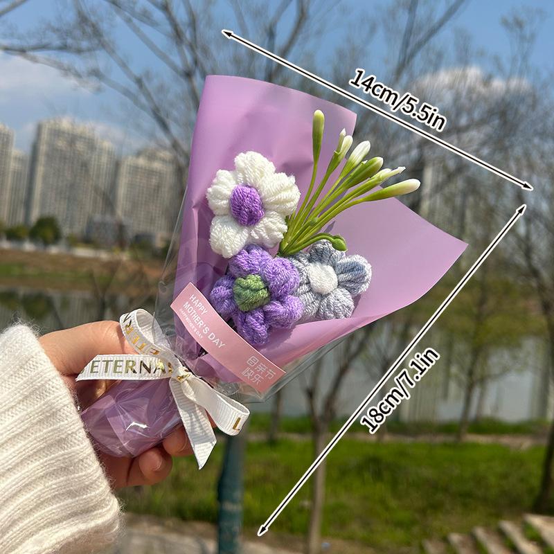Mini Knitted Bouquet Girlfriend Creative Birthday Valentine's Day Gift Artificial Simulated Small Bouquet Wedding Companion Gift