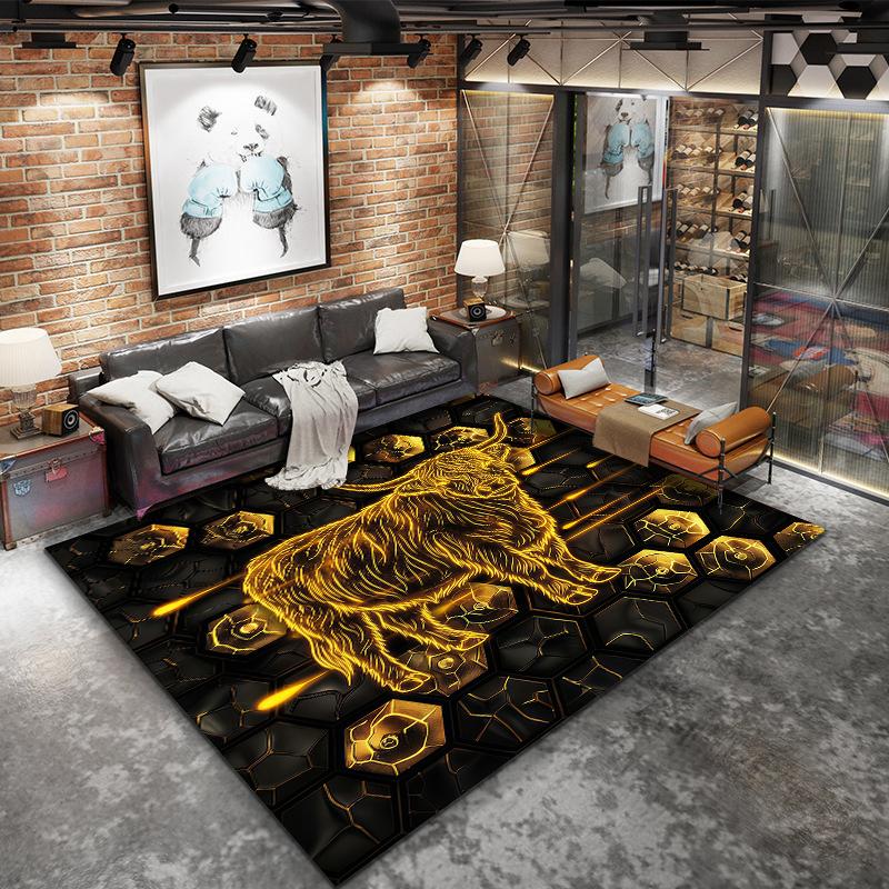 Golden animals Pattern Square Carpet,Area Rug,Carpet Rug for Living Room Bedroom Sofa Playroom Decor,Non-slip Floor Mat,Holiday Birthday Gifts