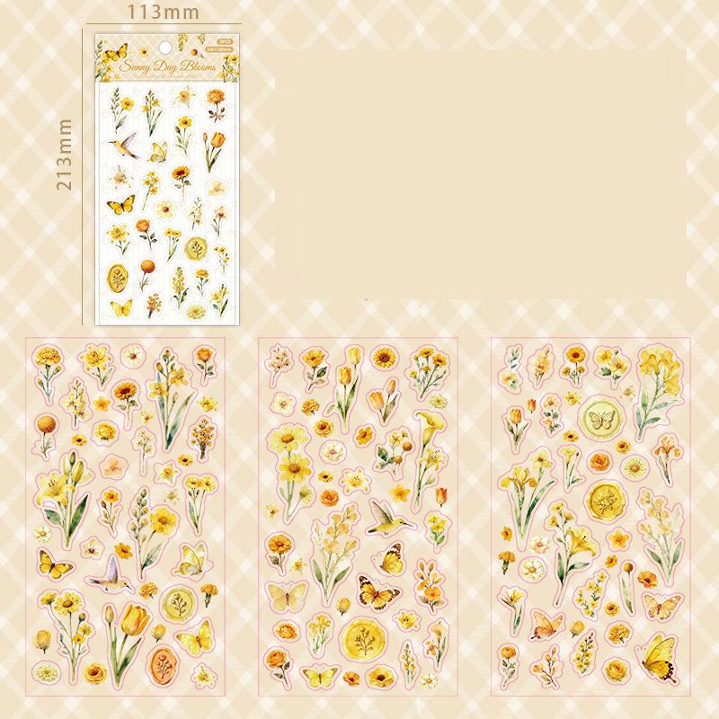 3Pcs PET Sticker Pack Flower Island Letter Series Flower Theme Handmade Account DIY Diary Material Decoration Base