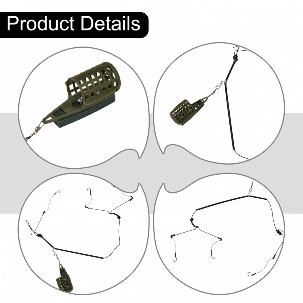 Complete Terminal Tackle Set Carp Fishing Feeder Basket Baits Cage Hook Rig Kit