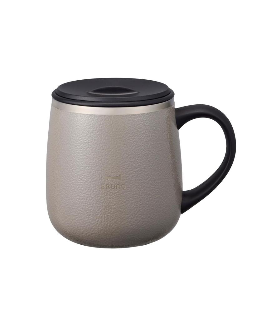 BRUNO Stainless Steel Mug with Lid, Insulates Hot and Cold Drinks, Double-Layered Vacuum Wall, Short, 320ml, Warm Gray, BHK262-WGY