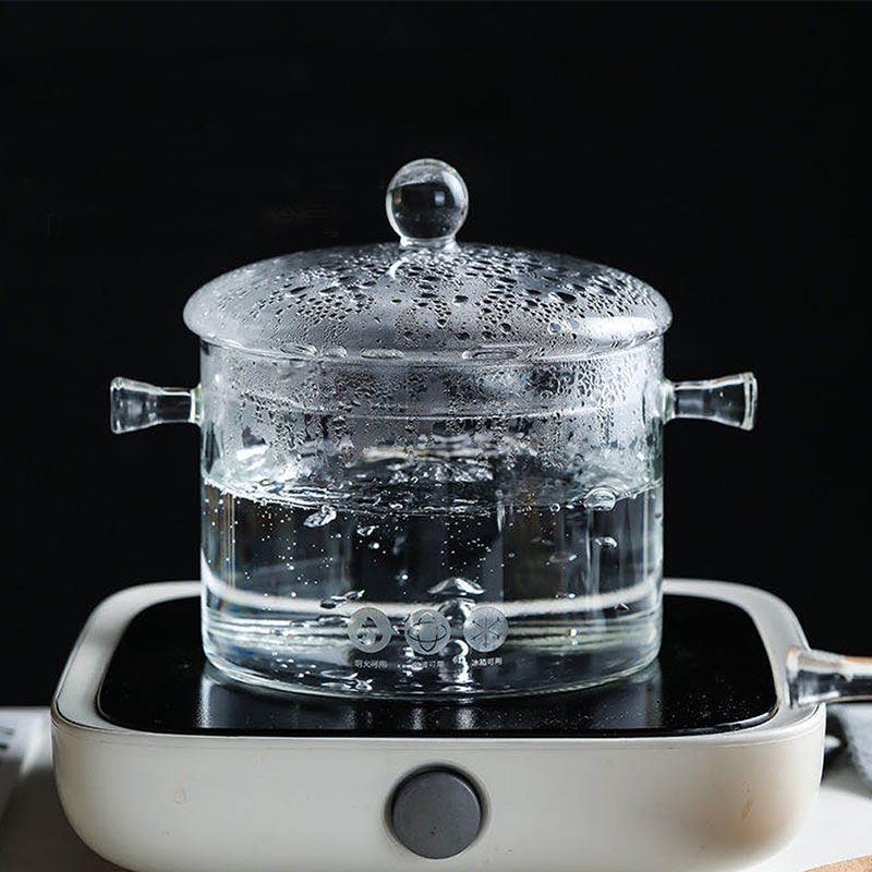 BORREY Hochtemperatur-Glas-Suppenbrei-Topf, koreanischer Suppentopf, Frühstück, Mikrowelle, Feuerheizung, Glasschüssel, Küche, Kochwerkzeug