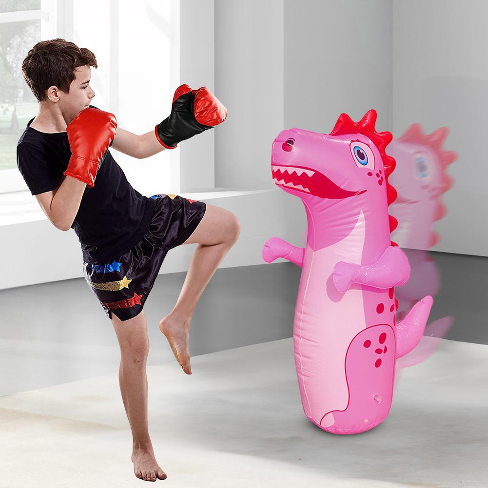 Inflatable Punching Bag Leakproof Inflatable Dinosaur  Free Standing Boxing Bag Bounce-Back Punch Bag for Boys Girls