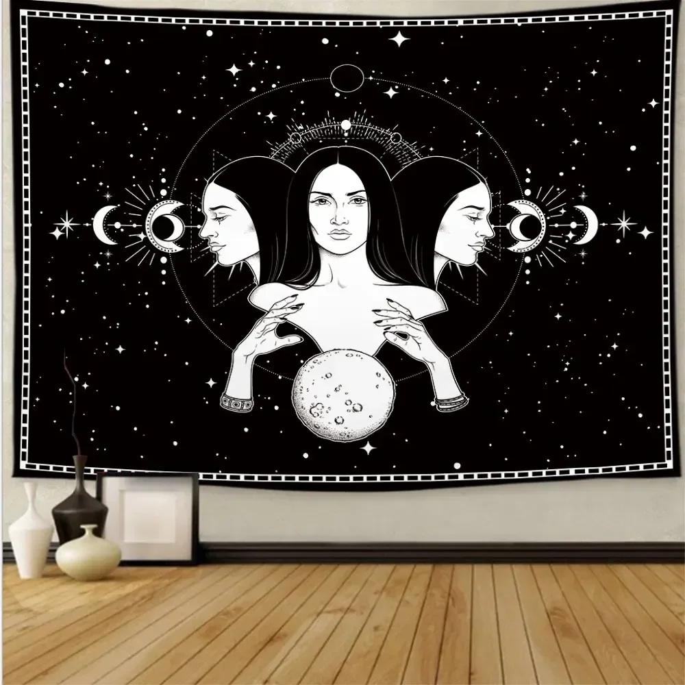 Goddess Hecate Tarot Divination Home Decor Witchcraft Tapestry Mandala Wall Decor Hippie Boho Moon Phase Tapestry Sofa Blanket