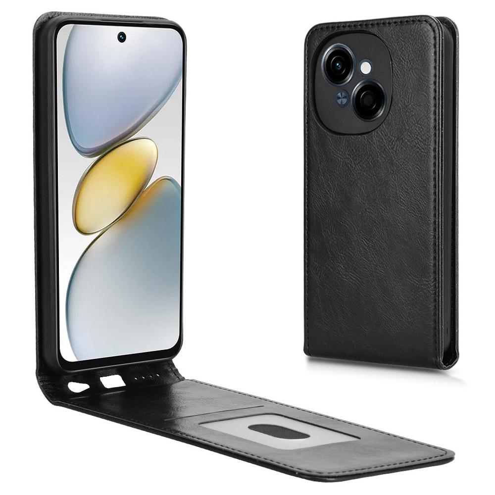 

Чехол для телефона для TECNO Spark Go 1/Pop 9 4G/Spark Go 2025 Магнитный вертикальный откидной кожаный чехол с отделением для карт Black