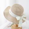 Summer Hats For Women With Ribbon Bow Elegant Korean Style Sweet Knitted Fisherman Cap Bucket Hat Female Sun Hat Traveling New