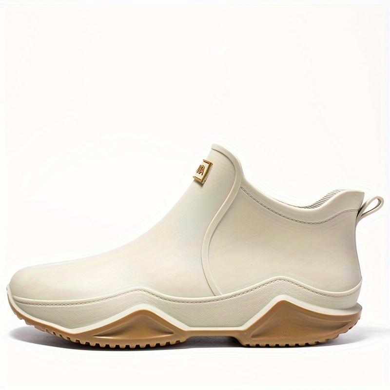 Trendy Outdoor Waterproof Anti Slip Durable Women's Rain Boots, Solid Color Garden Shoes