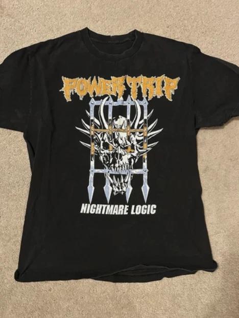 

Тур группы Power Trip Nightmare Logic с унисекс футболками из чистого хлопка для повседневной носки, спорта и активного отдыха - Мужская Су... S разноцветный