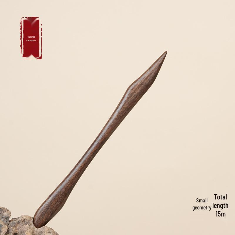 High-End Natural Ebony Wood Hairpin - Extended Chinese Ancient Style Black Hair Bun Accessory