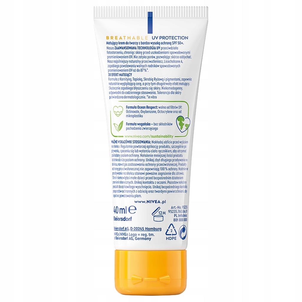 Nivea Sun Uv Face Mattifying Face Cream Light Spf50+ Pa++++ 40Ml