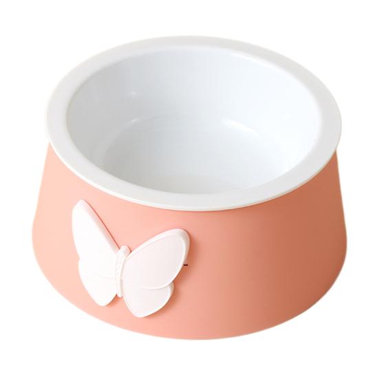 

Миска для домашних животных Декор в виде бабочки Удобный однотонный с гладкими краями Нескользящий Большой контент Многофункциональный питомец розовый