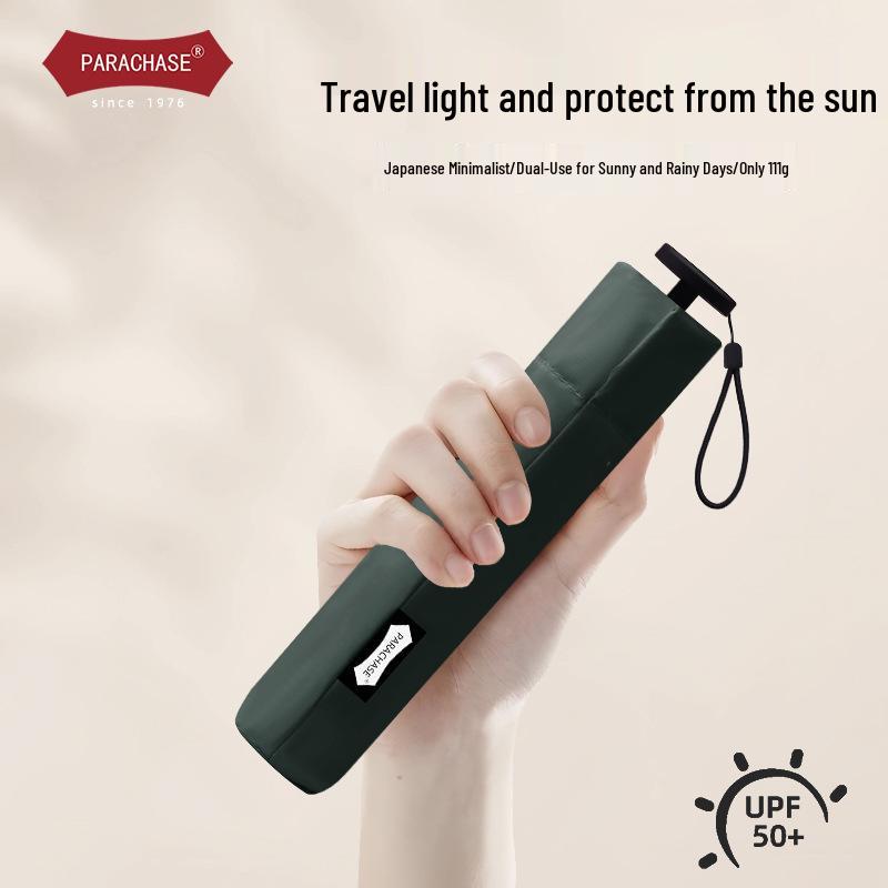 PARACHAS Compact Dual-Use Pencil Umbrella: 111g Portable Sunshade, Sunscreen, Anti-UV Protection