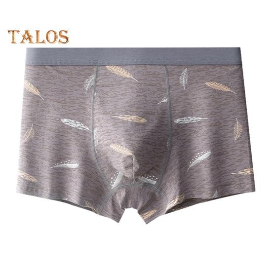 

Мужские трусы-боксеры облегающего кроя с высокой эластичностью и принтом перьев, дышащие гладкие U-образные эластичные трусы со средней талией XXL