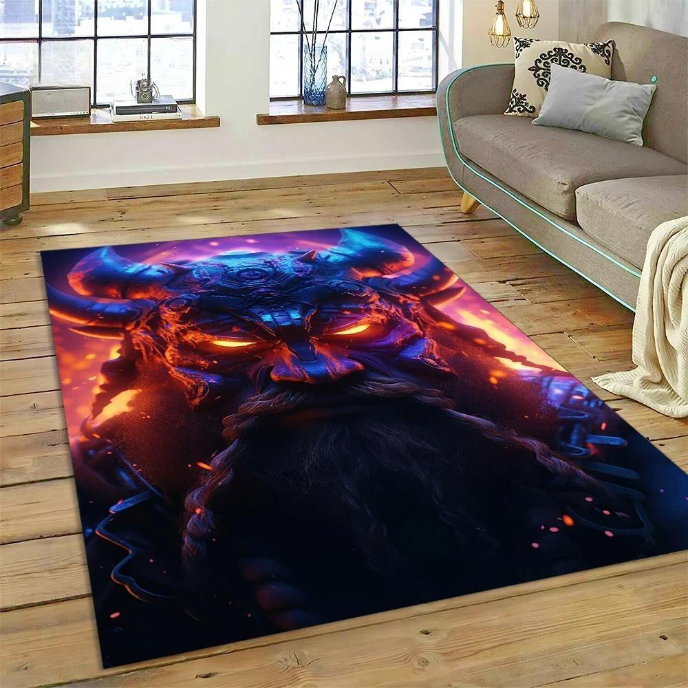 Nordic Viking Odin Valhalla Valknut Carpet Rug for Bedroom Living Room Home Sofa Decoration,Children Game Large Decor Floor Mat
