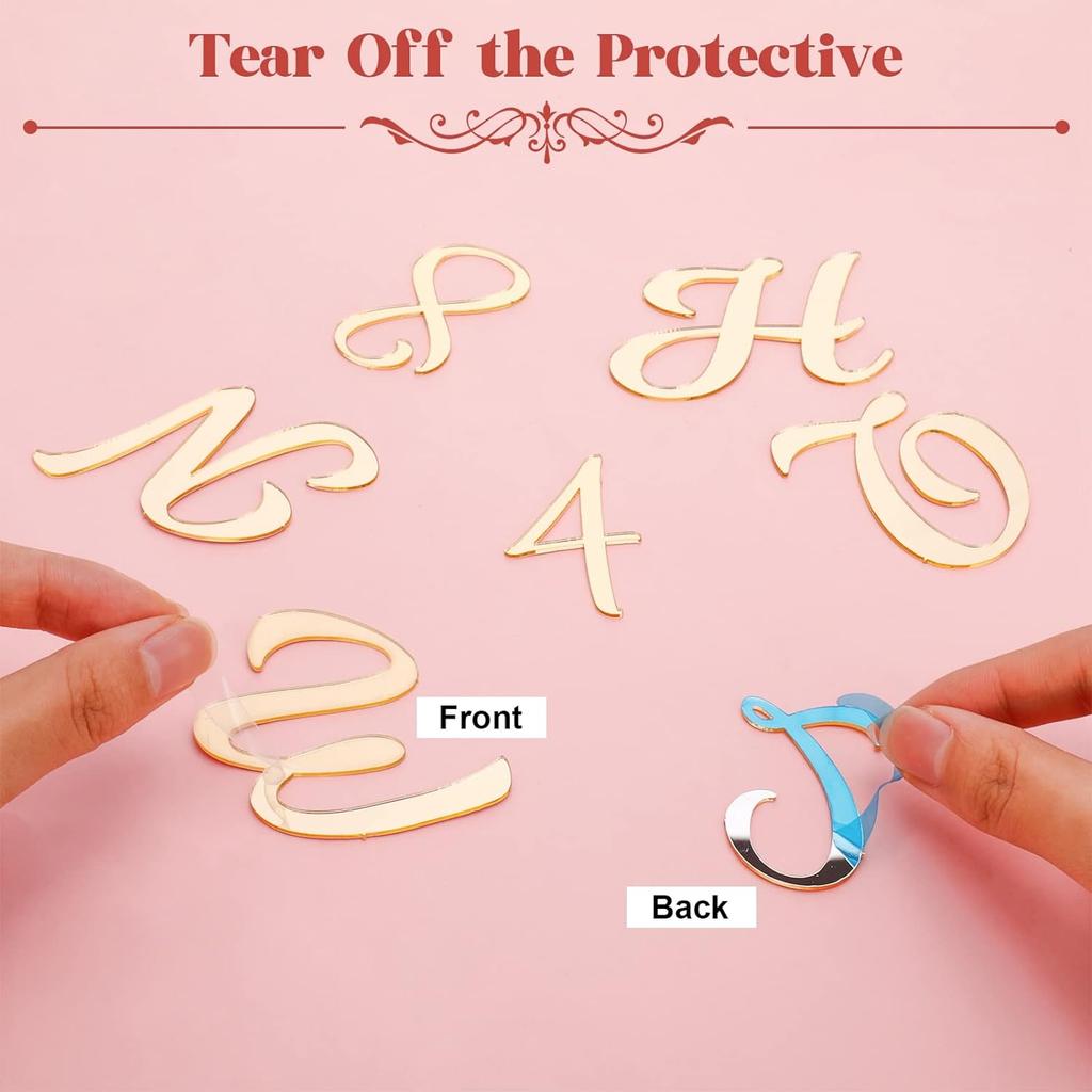 64Pcs Acrylic Cake Alphabet Numbers Topper, Mirror Number 0-9 and Alphabet A-Z Personalized Cake Picks Party Decor
