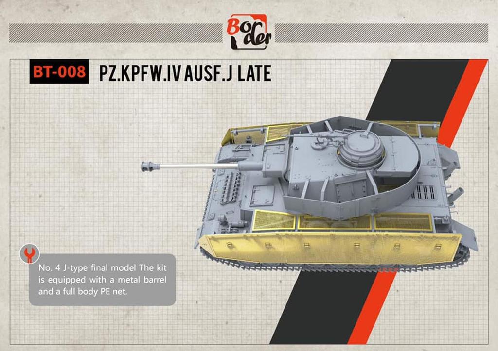 Border Model 1/35 Maßstab Deutsche Armee Panzer IV Ausf. J Spätes Modell mit verbindbaren Montagebändern, Plastikmodellbausatz BT008