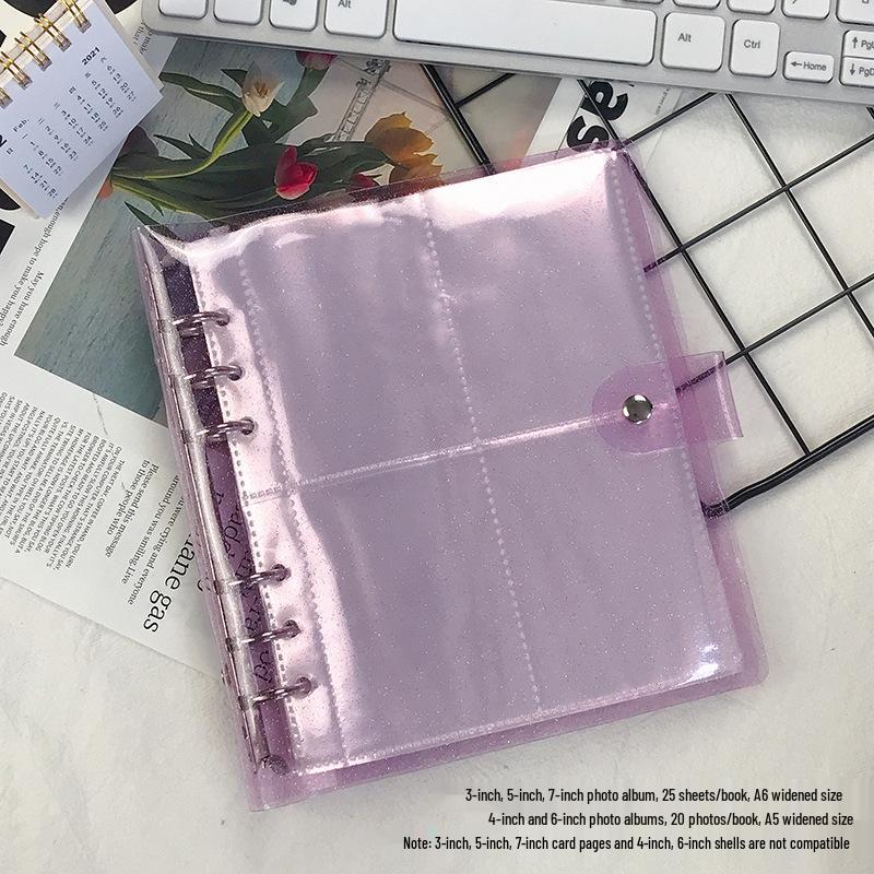 

Кристально чистый фотоальбом на 6 кольцах для фотокарточек айдолов 3 и 5 , Коллекционный альбом большой вместимости с вставными кармашками. 6 inch